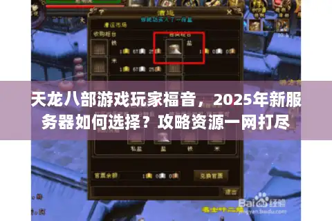 天龙八部游戏玩家福音，2025年新服务器如何选择？攻略资源一网打尽