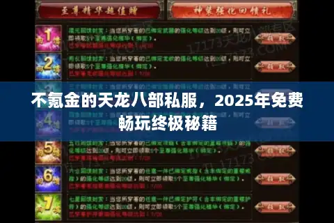 不氪金的天龙八部私服，2025年免费畅玩终极秘籍