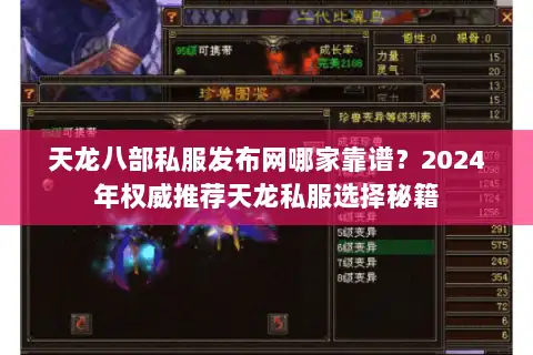 天龙八部私服发布网哪家靠谱？2024年权威推荐天龙私服选择秘籍