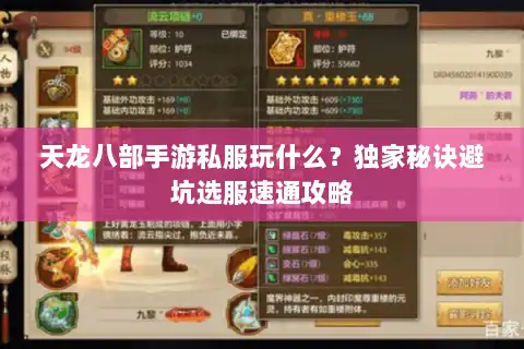 天龙八部手游私服玩什么？独家秘诀避坑选服速通攻略