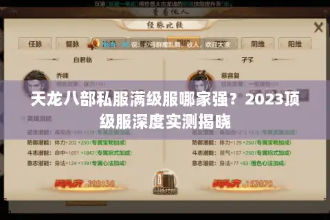 天龙八部私服满级服哪家强？2023顶级服深度实测揭晓