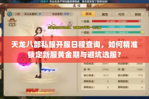 天龙八部私服开服日程查询，如何精准锁定新服黄金期与避坑选服？
