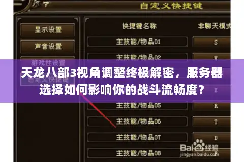 天龙八部3视角调整终极解密，服务器选择如何影响你的战斗流畅度？