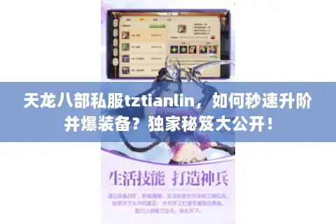 天龙八部私服tztianlin，如何秒速升阶并爆装备？独家秘笈大公开！
