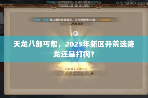 天龙八部丐帮,2025年新区开荒选降龙还是打狗? 天龙八部丐帮,2025年新区开荒选降龙还是打狗?