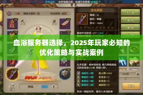 血浴服务器选择，2025年玩家必知的优化策略与实战案例