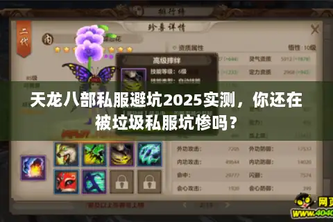 天龙八部私服避坑2025实测，你还在被垃圾私服坑惨吗？