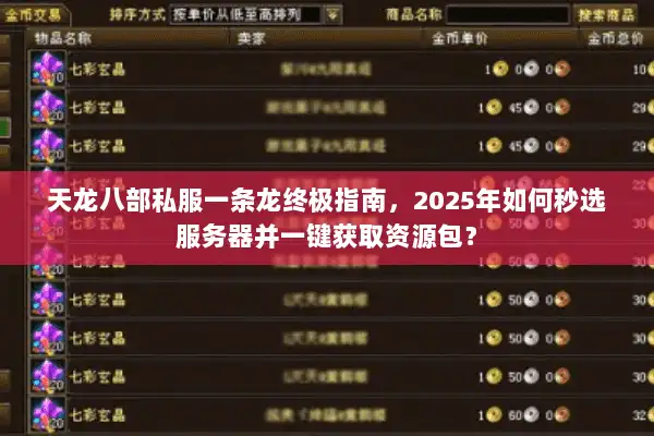 天龙八部私服一条龙终极指南，2025年如何秒选服务器并一键获取资源包？