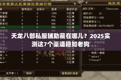 天龙八部私服辅助藏在哪儿?2025实测这7个渠道稳如老狗 天龙八部私服辅助藏在哪儿?2025实测这7个渠道稳如老狗