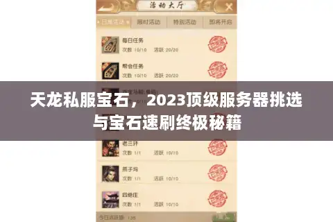 天龙私服宝石，2023顶级服务器挑选与宝石速刷终极秘籍