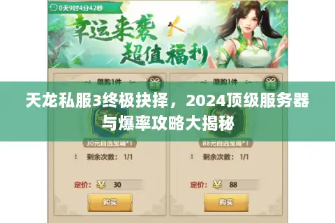 天龙私服3终极抉择，2024顶级服务器与爆率攻略大揭秘