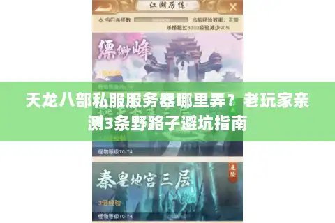 天龙八部私服服务器哪里弄？老玩家亲测3条野路子避坑指南