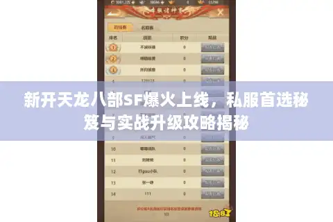 新开天龙八部SF爆火上线,私服首选秘笈与实战升级攻略揭秘 新开天龙八部SF爆火上线,私服首选秘笈与实战升级攻略揭秘
