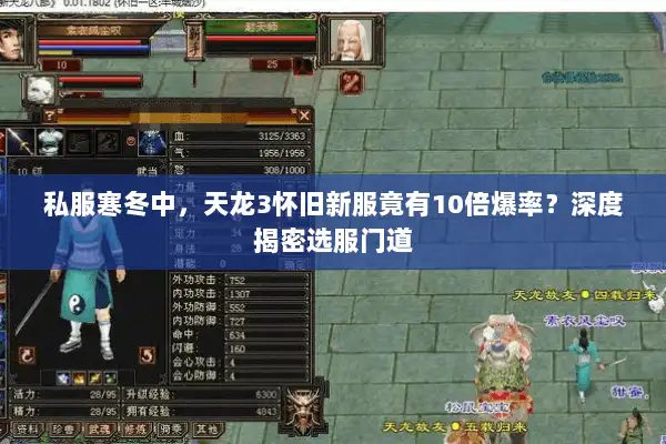 私服寒冬中，天龙3怀旧新服竟有10倍爆率？深度揭密选服门道