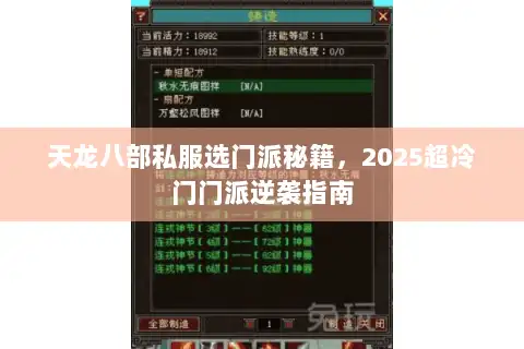 天龙八部私服选门派秘籍，2025超冷门门派逆袭指南