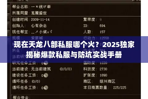 现在天龙八部私服哪个火？2025独家揭秘爆款私服与防坑实战手册