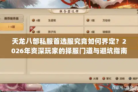 天龙八部私服首选服究竟如何界定？2026年资深玩家的择服门道与避坑指南