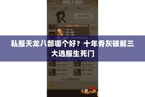 私服天龙八部哪个好？十年骨灰破解三大选服生死门