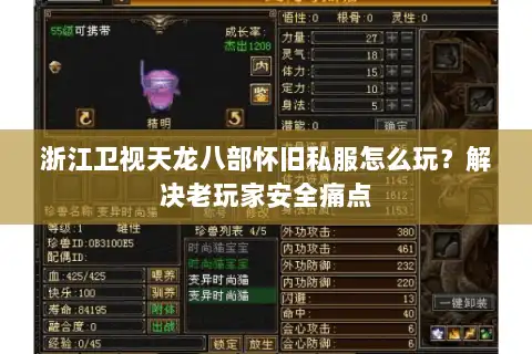 浙江卫视天龙八部怀旧私服怎么玩？解决老玩家安全痛点