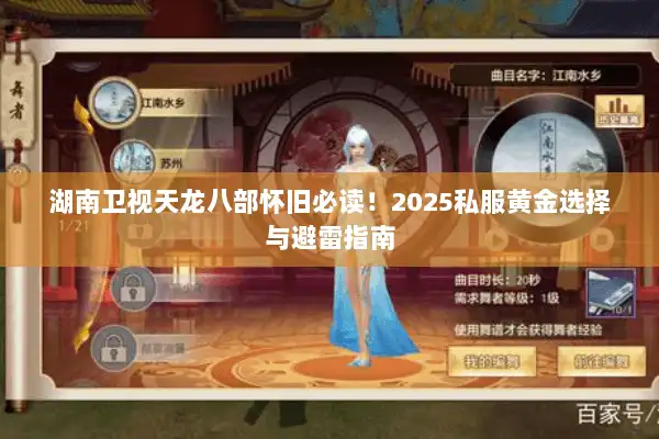 湖南卫视天龙八部怀旧必读！2025私服黄金选择与避雷指南