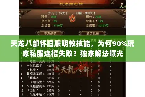 天龙八部怀旧服明教技能,为何90%玩家私服连招失败?独家解法曝光 天龙八部怀旧服明教技能,为何90%玩家私服连招失败?独家解法曝光