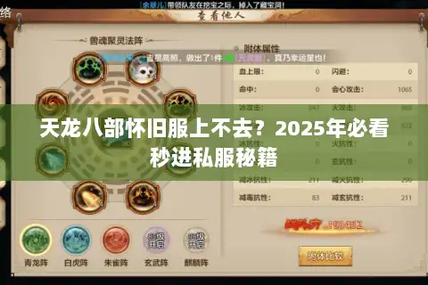 天龙八部怀旧服上不去?2025年必看秒进私服秘籍 天龙八部怀旧服上不去?2025年必看秒进私服秘籍