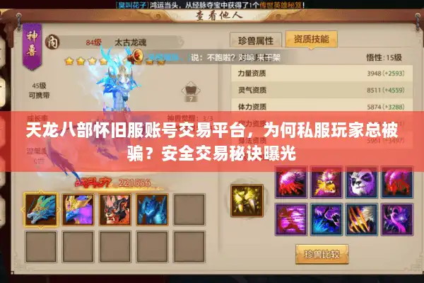 天龙八部怀旧服账号交易平台，为何私服玩家总被骗？安全交易秘诀曝光