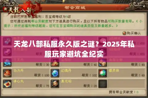 天龙八部私服永久版之谜？2025年私服玩家避坑全纪实