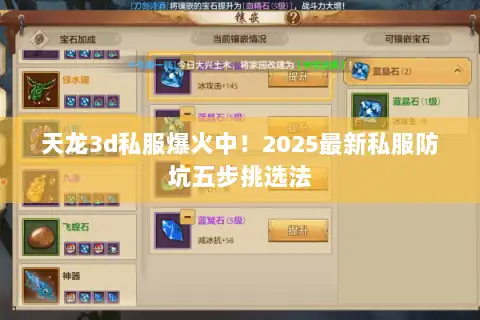 天龙3d私服爆火中!2025最新私服防坑五步挑选法 天龙3d私服爆火中!2025最新私服防坑五步挑选法