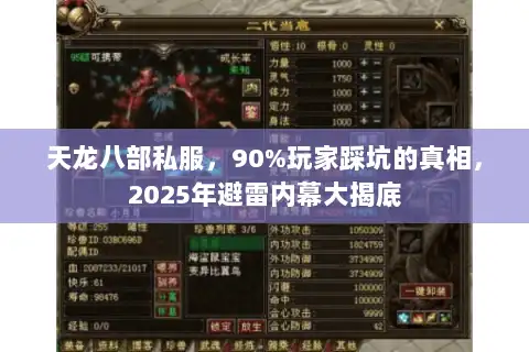 天龙八部私服，90%玩家踩坑的真相，2025年避雷内幕大揭底