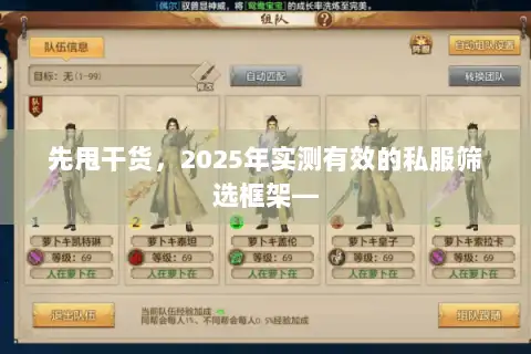 先甩干货，2025年实测有效的私服筛选框架—