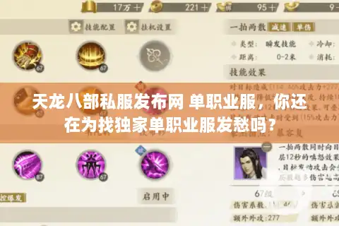 天龙八部私服发布网 单职业服，你还在为找独家单职业服发愁吗？