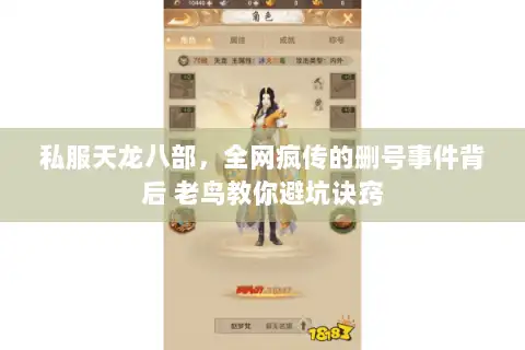 私服天龙八部，全网疯传的删号事件背后 老鸟教你避坑诀窍