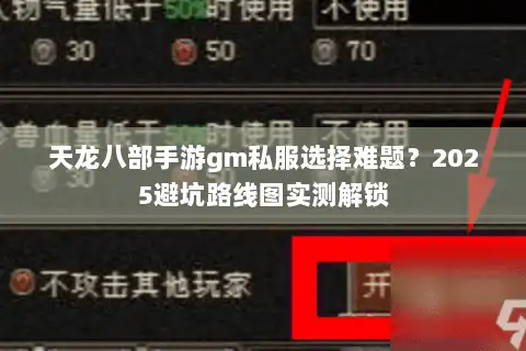 天龙八部手游gm私服选择难题？2025避坑路线图实测解锁