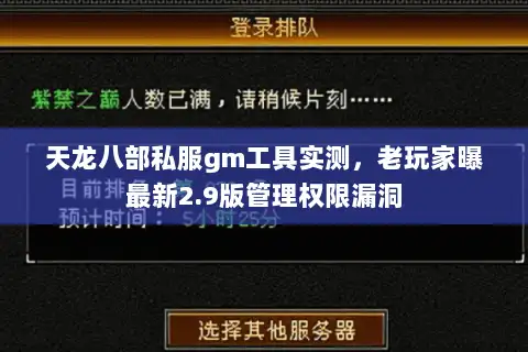 天龙八部私服gm工具实测，老玩家曝最新2.9版管理权限漏洞