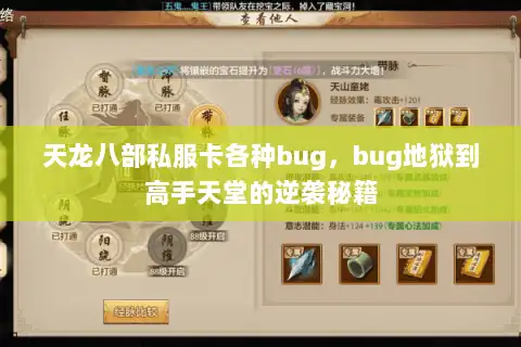 天龙八部私服卡各种bug,bug地狱到高手天堂的逆袭秘籍 天龙八部私服卡各种bug,bug地狱到高手天堂的逆袭秘籍