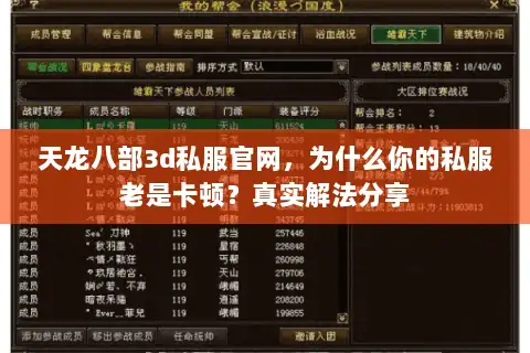 天龙八部3d私服官网，为什么你的私服老是卡顿？真实解法分享