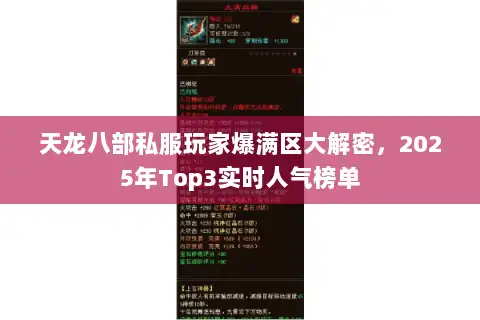 天龙八部私服玩家爆满区大解密，2025年Top3实时人气榜单