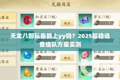 天龙八部私服能上yy吗？2025超稳语音组队方案实测