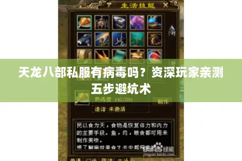 天龙八部私服有病毒吗？资深玩家亲测五步避坑术