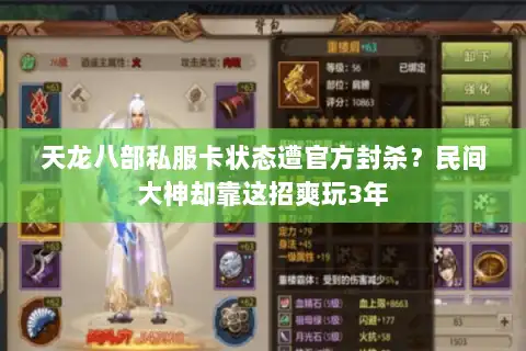 天龙八部私服卡状态遭官方封杀？民间大神却靠这招爽玩3年