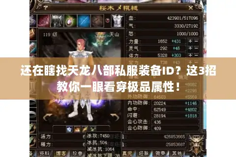 还在瞎找天龙八部私服装备ID？这3招教你一眼看穿极品属性！