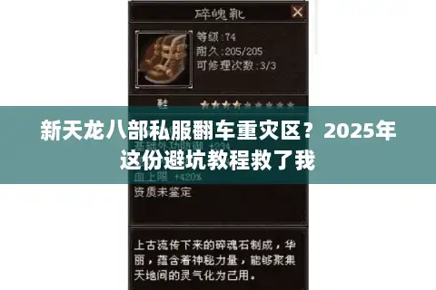 新天龙八部私服翻车重灾区？2025年这份避坑教程救了我
