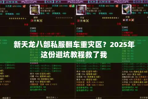 新天龙八部私服翻车重灾区？2025年这份避坑教程救了我