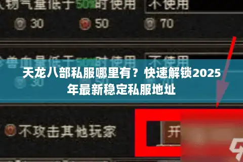 天龙八部私服哪里有？快速解锁2025年最新稳定私服地址