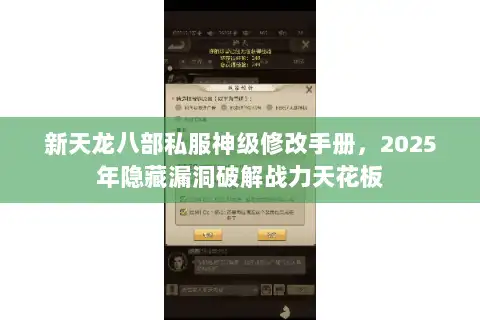 新天龙八部私服神级修改手册，2025年隐藏漏洞破解战力天花板