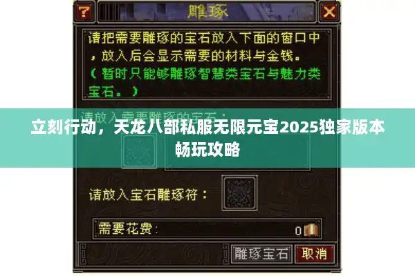 立刻行动,天龙八部私服无限元宝2025独家版本畅玩攻略 立刻行动,天龙八部私服无限元宝2025独家版本畅玩攻略