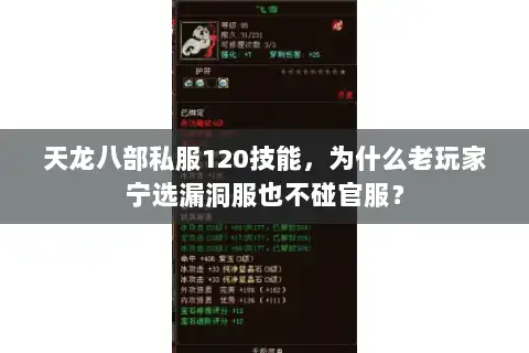 天龙八部私服120技能，为什么老玩家宁选漏洞服也不碰官服？