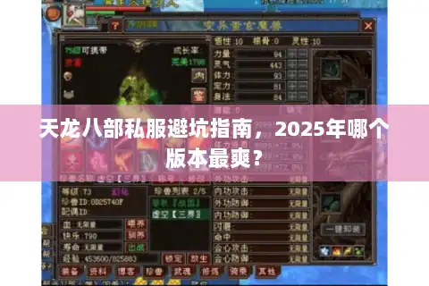 天龙八部私服避坑指南，2025年哪个版本最爽？