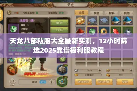 天龙八部私服大全最新实测，12小时筛选2025靠谱福利服教程